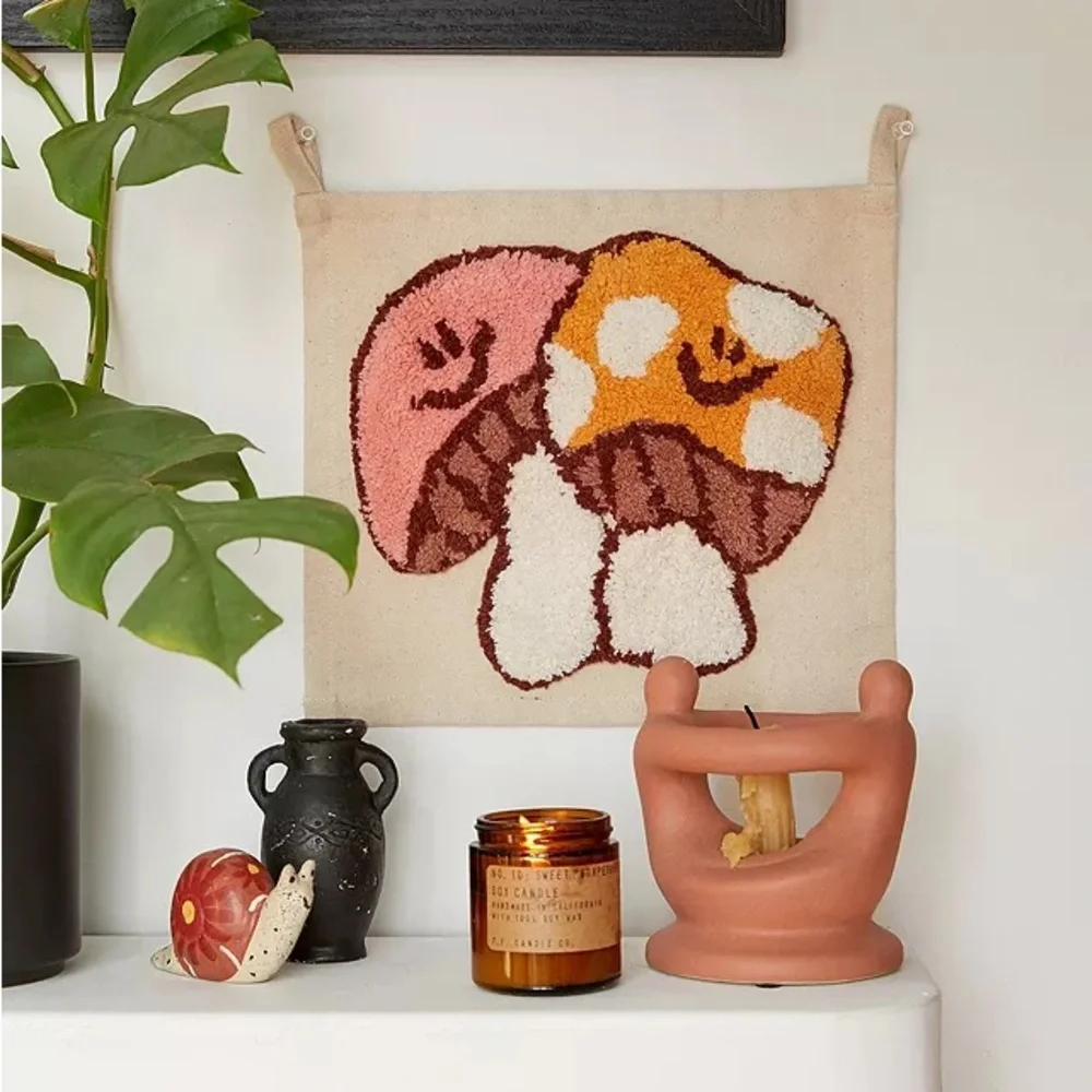 Urban Outfitters Pink Orange Mushroom Mini Tapesty